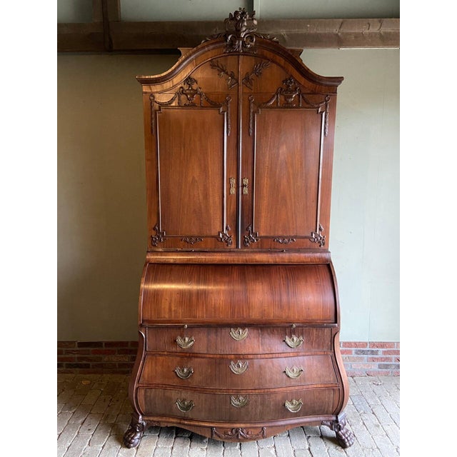 18th century Dutch mahogany Empire top desk, desk, secretary, writing table, cupboard, cylinder desk. The dimensions are...