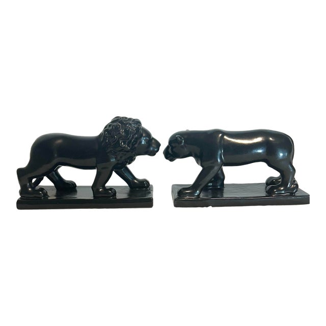 Mid Century Modern Vintage Gumps Lion Bookends For Sale