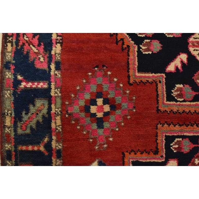 Caucasian Runner 4′ X 11′ Red Wool Vintage Tribal Hand-Knotted Oriental Rug For Sale - Image 10 of 15