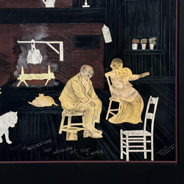 19th Century Antique 19th C. Folk Art Black Americana Birch Bark Collage by Edward W. Merrill For Sale - Image 5 of 7