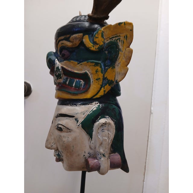 F-031 Antique Indonesian "Manjangan" Double-Face Mask With Authentic Antlers - Early 20th Century F014 For Sale - Image 4 of 10