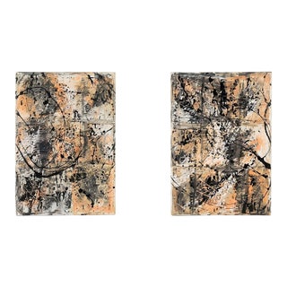 Mid-Century Modern Abstract Staging Paintings From Grange Showroom - A Pair For Sale