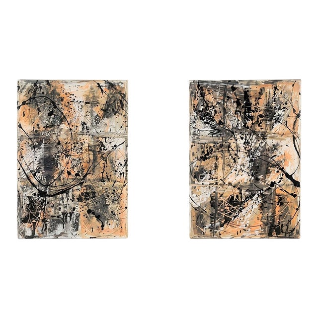 Mid-Century Modern Abstract Staging Paintings From Grange Showroom - A Pair For Sale