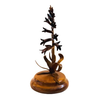 Carved Wood Flower Sculpture For Sale