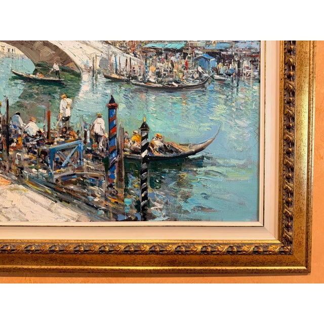 Original Ciro Canzanella Oil Painting "Ponte Di Rialto" 42x57 For Sale - Image 13 of 16