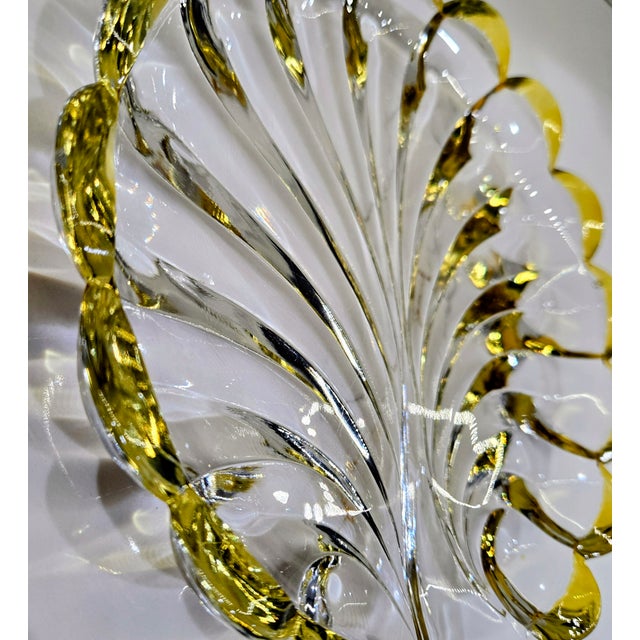 Mid-Century Modern Gold Rim Crystal Shell Dish / Catchall For Sale - Image 3 of 7