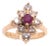 14 Karat Yellow Gold Ruby Center Framed in Diamonds Ring For Sale