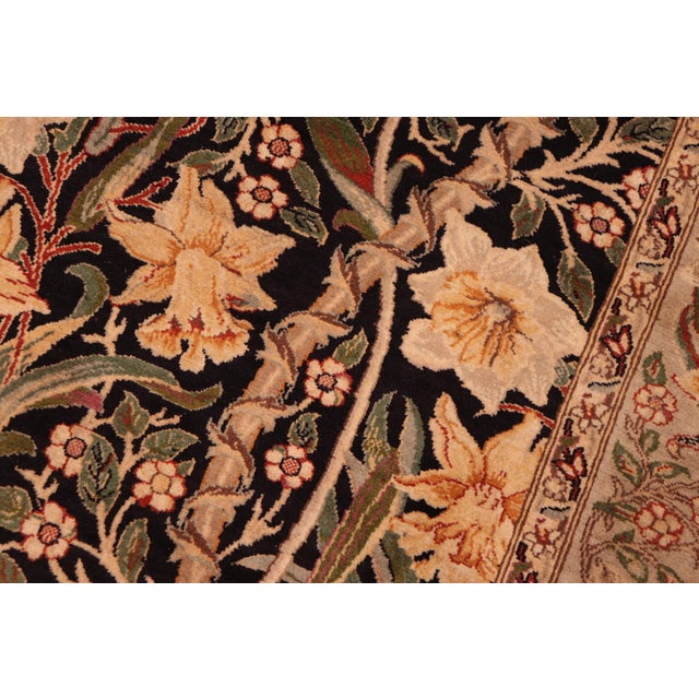 Textile Shabby Chic 1990's Pak-Persian Black/Taupe Wool Rug - 6'1'' X 9'1'' For Sale - Image 7 of 9