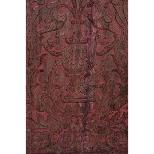 Dimensions: 23" W x 1" D x 37" H • Mid 1900s wall panel • Hand carved by skilled artisans • Made in teak wood • Natural...