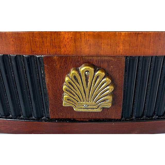 Wood Early 20th Century Regency Style Round Pedestal Table, Greek Key Inlay & Bronze Claw Feet & Mounts For Sale - Image 7 of 12