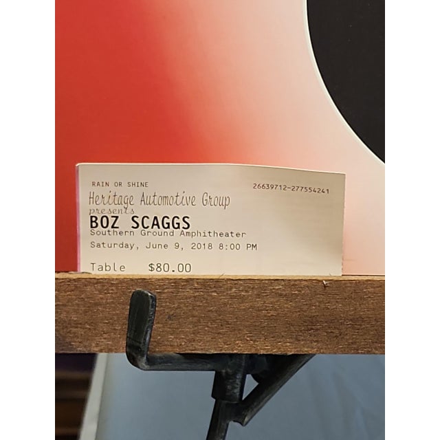 Great Fetzer Design 2018 Boz Scaggs VIP tour poster, with ticket stub in excellent condition. Rustic frame around the...