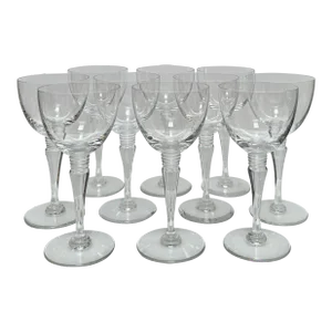 Set of 8 St. Louis French Crystal White Wine Goblets - Grand Lieu