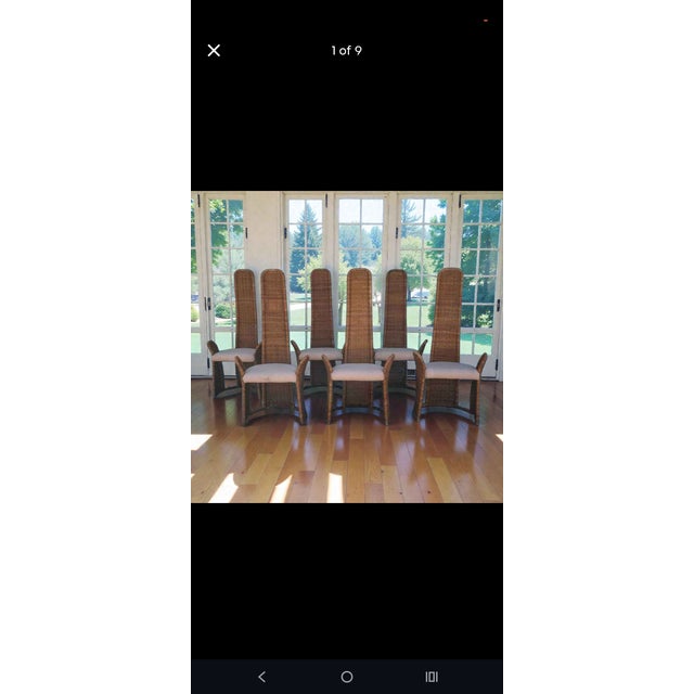 Mid-Century Modern 1970s Wicker Cathedral Chairs (6) Attr to Danny Ho Fong For Sale - Image 3 of 5