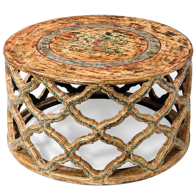 Round Painted Lattice Table For Sale - Image 4 of 4