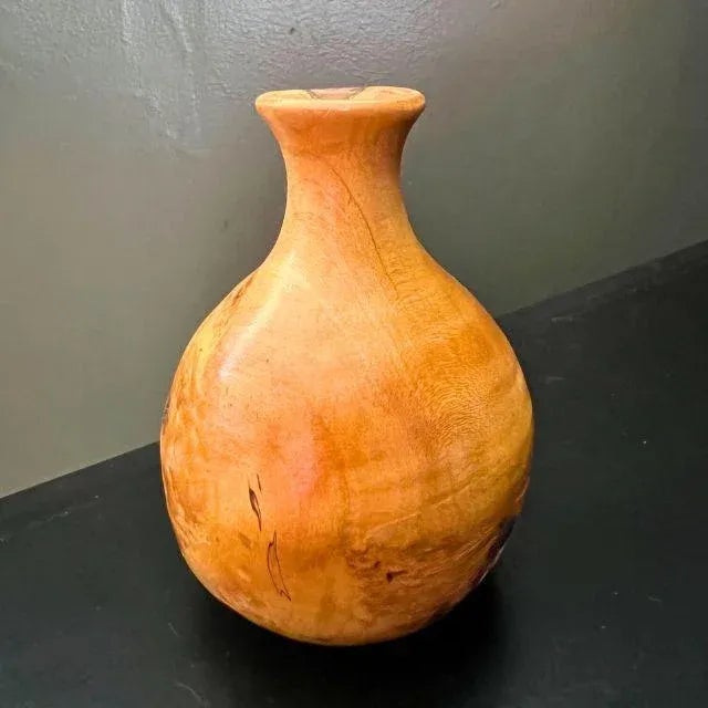 1990s Hand-Crafted Burlwood Vase, Artist Signed & Dated For Sale - Image 10 of 11