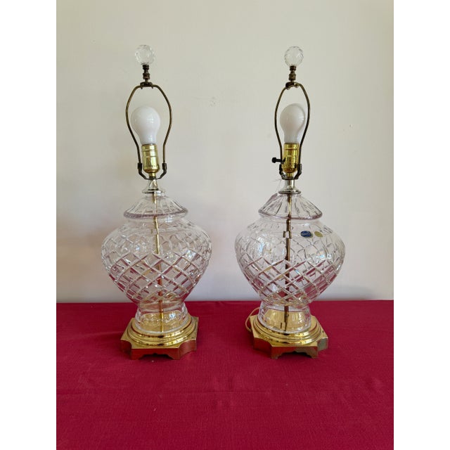 Bohemia 1990s Vintage Bohemia Crystal Table Lamps - Set of Two For Sale - Image 4 of 12