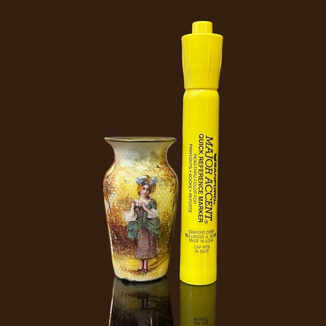 Late 19th Century Limoges Enamel on Metal Cabinet Vase, Signed, 2.75" For Sale - Image 9 of 9