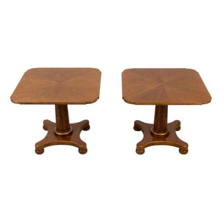 Pair of Vintage Henredon Neoclassical Column Pedestal Side Tables For Sale