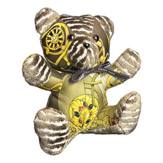 Hermes Cliquetis Vintage Silk Scarf Tender Teddy Bear For Sale