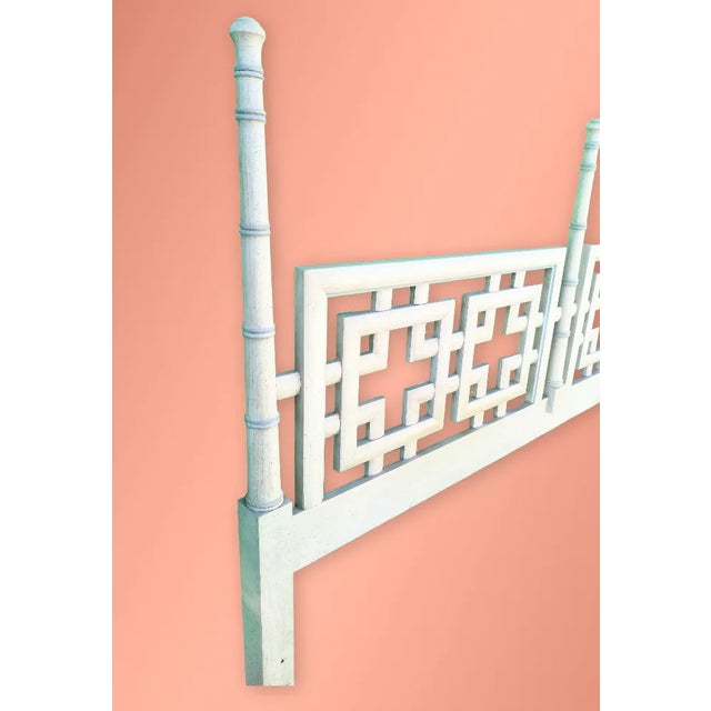 Thomasville Vintage King Size Regency Greek Key Style Tan Headboard For Sale - Image 4 of 6