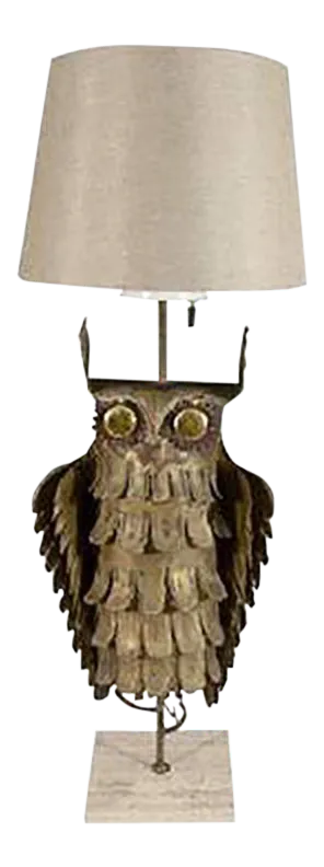 Abstract Brutalist Owl Table Lamp by Curtis Jere