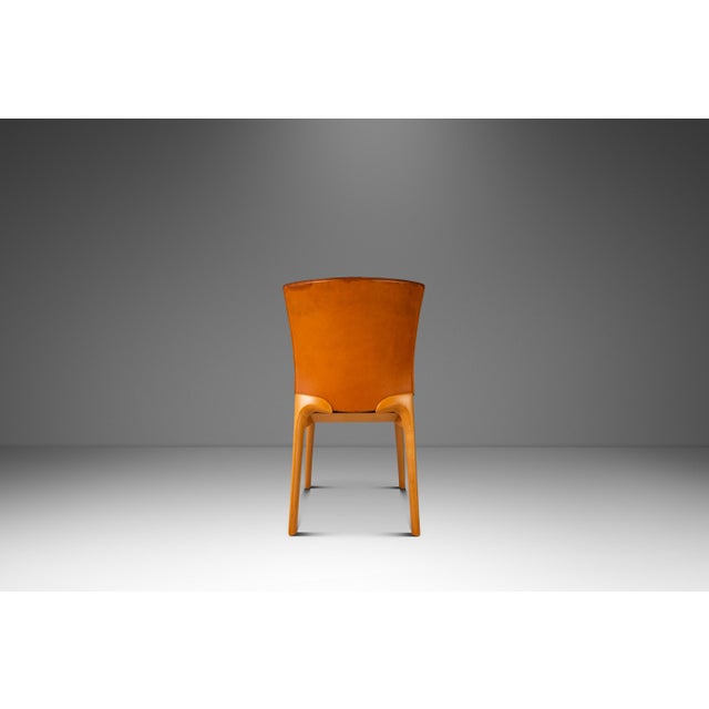 Cassina Set of Four (4) Patinaed Italian Scadinavian Modern 'Cos' Dining Chairs in Beech & Leather by Josep Lluscà for Cassina, Italy, C. 1990s For Sale - Image 4 of 18
