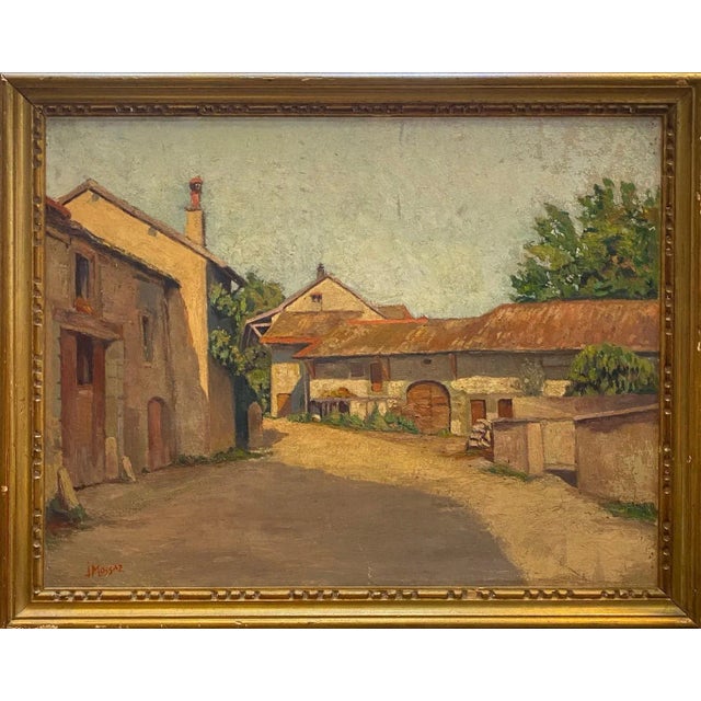 Rustic J. Mossaz, The Farm, Oil on Canvas For Sale - Image 3 of 9