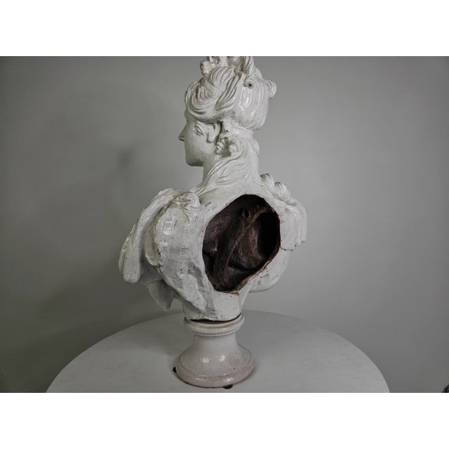 Mid 19th Century Bust of a Lady, Glazed Terracotta Majolica For Sale - Image 4 of 9