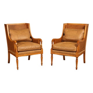 Tommy Bahama Pair of Caned Armchairs For Sale
