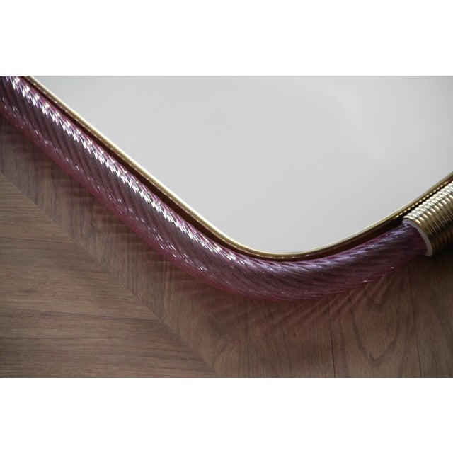 Twisted Pale Pink Murano Glass Mirror, 2000s For Sale - Image 11 of 18