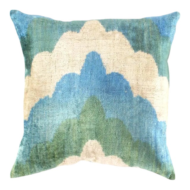 Contemporary Velvet Ikat Bohemian Throw Pillow For Sale