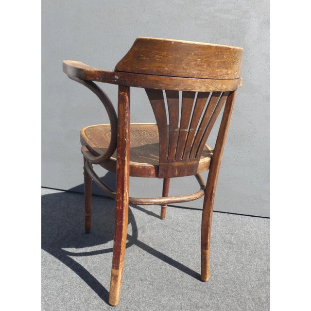 Vintage Thonet Style Bentwood Library Arm Chair For Sale - Image 4 of 13