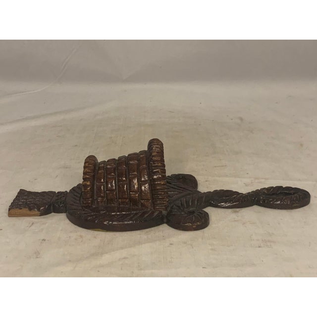 Carved Wood Wall Mount Match Holder: Rope & Tassel Design For Sale - Image 6 of 10