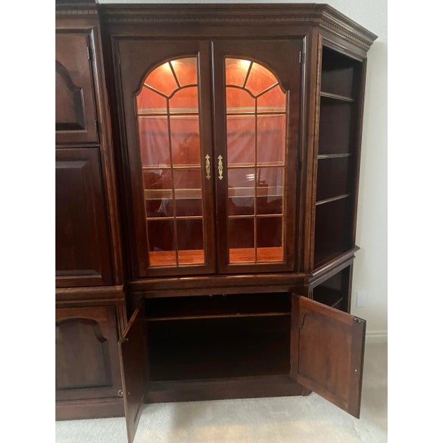 Traditional Pennsylvania House Cherry Wood Lighted Etagere/Display/Wall Unit With Cabinet With Doors 5 Piece Excellent Condition. For Sale - Image 3 of 15