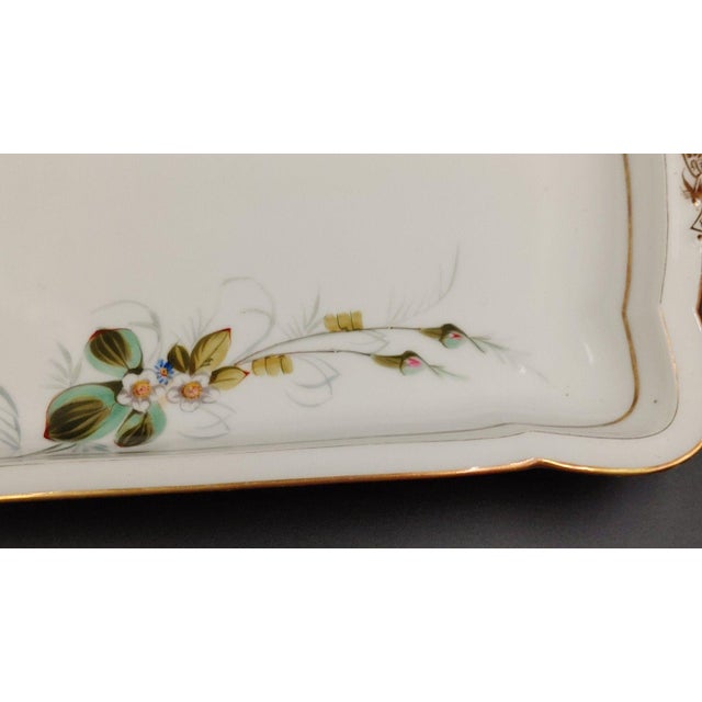 Late 19th Century CFH Charles Field Haviland Limoges Tray Floral Gold Gilt Victorian Hand Painted For Sale - Image 6 of 12