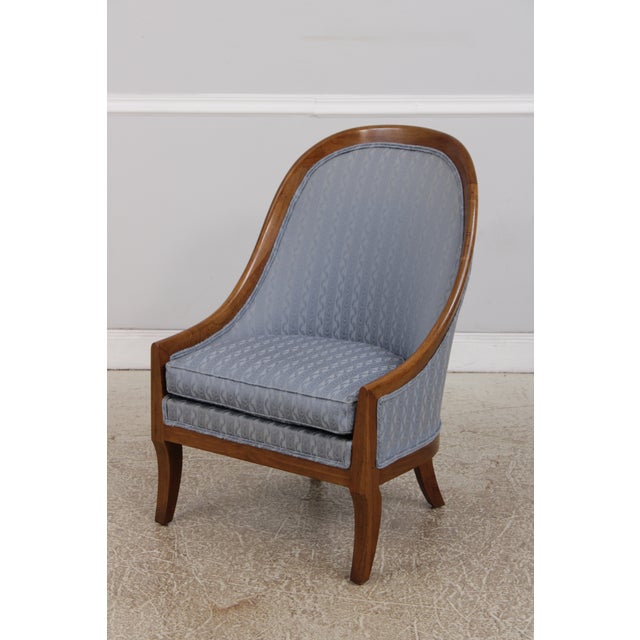 Baker Furniture Company Pair of Baker Walnut Spoon Back Lounge Chairs For Sale - Image 4 of 14