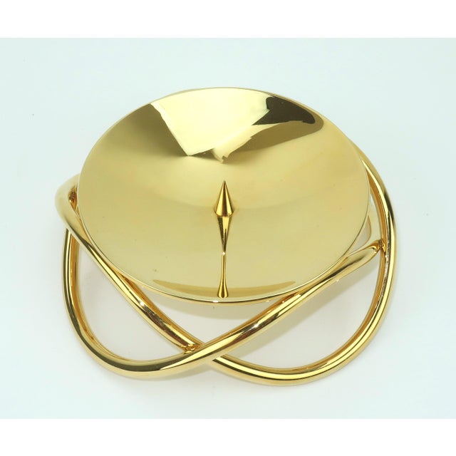 Metal Georg Jensen Gold Glow Candle Holder With Box For Sale - Image 7 of 11