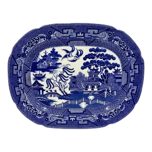 Vintage Allerton’s Ltd Blue Willow Serving Platter Made in England - Circa 1930