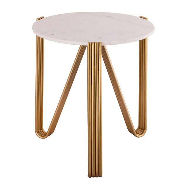 Transitional Aya Marble Side Table For Sale - Image 3 of 8