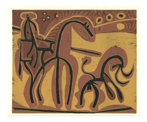 Picador et Taureau - Linocut Reproduction After Pablo Picasso - 1962 1962