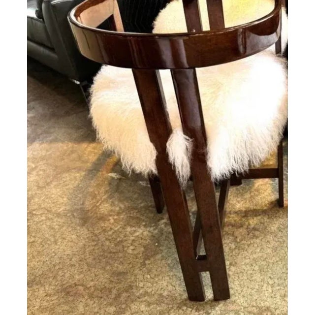 Interlude Burke Fur High Gloss Walnut Bar Counter Stool For Sale - Image 9 of 10