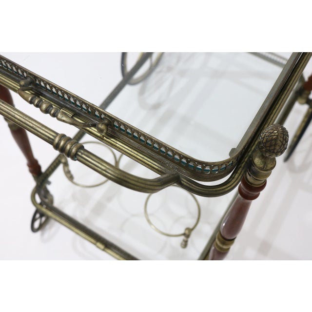 Neoclassical Brass Bar Cart with Pinecone Finials from Maison Baguès, France, 1940s For Sale - Image 11 of 18