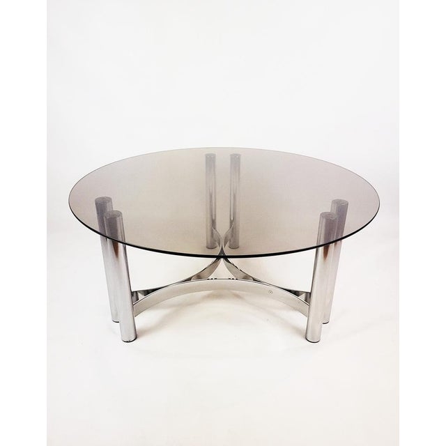 Silver Vintage Coffee Table with Smoked Glass Top, 1970s For Sale - Image 8 of 18