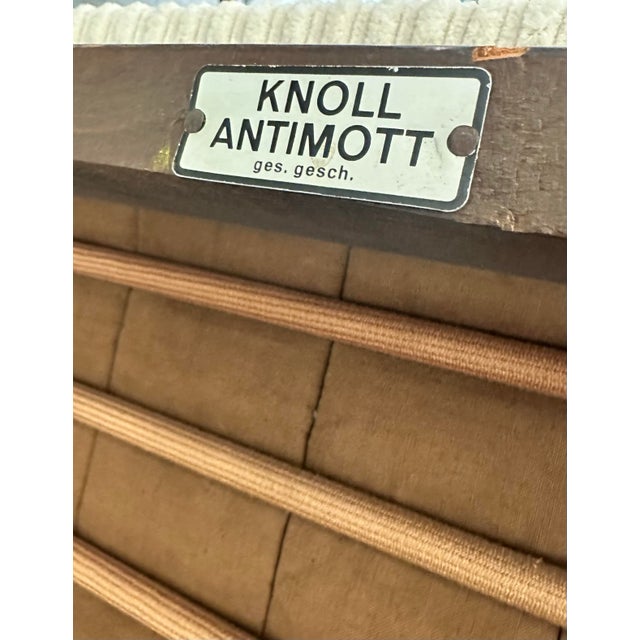 1950s 1950s Knoll Antimott Woven Cane Lounge Chair Wood Corduroy Cushions Mid Century Modern For Sale - Image 5 of 10