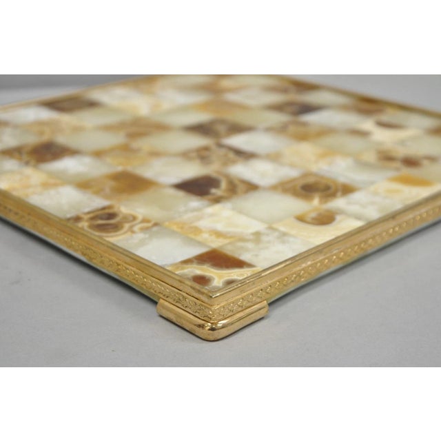 Vintage Mid Century Modern Mosaic Brown Onyx Stone Chess Game Checkerboard For Sale In Philadelphia - Image 6 of 18