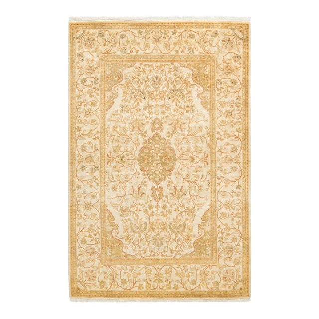 Mogul Collection Hand-Knotted Area Rug - Ivory 4' 1" x 6' 2" For Sale - Image 9 of 9