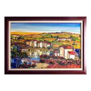 Maya Eventov Tuscan Scene Original Acrylic Painting on Canvas Landscape Framed For Sale
