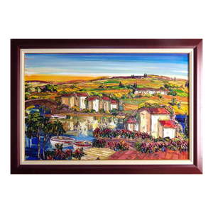 Maya Eventov Tuscan Scene Original Acrylic Painting on Canvas Landscape Framed