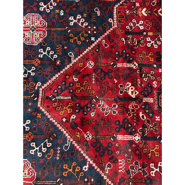 Persian Mid-20th Century Persian Shiraz Qashqai Hand-Knotted Wool Rug For Sale - Image 3 of 11