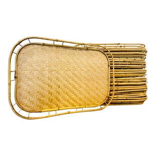 Set of 25 Canton Woven Bamboo Trays, Mid 20th Century For Sale